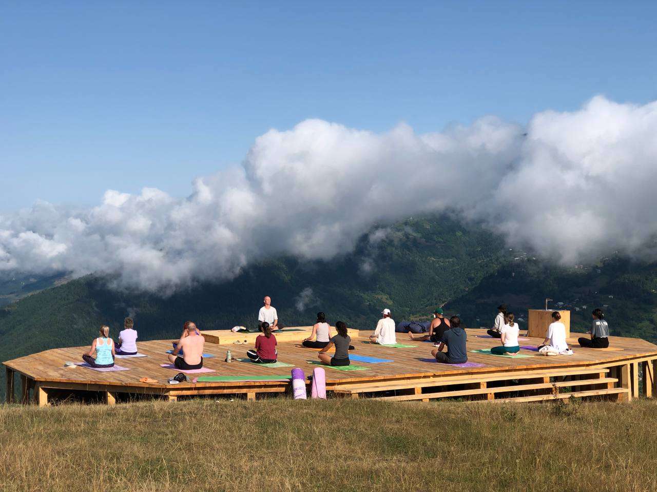 Sunrise yoga in the shala